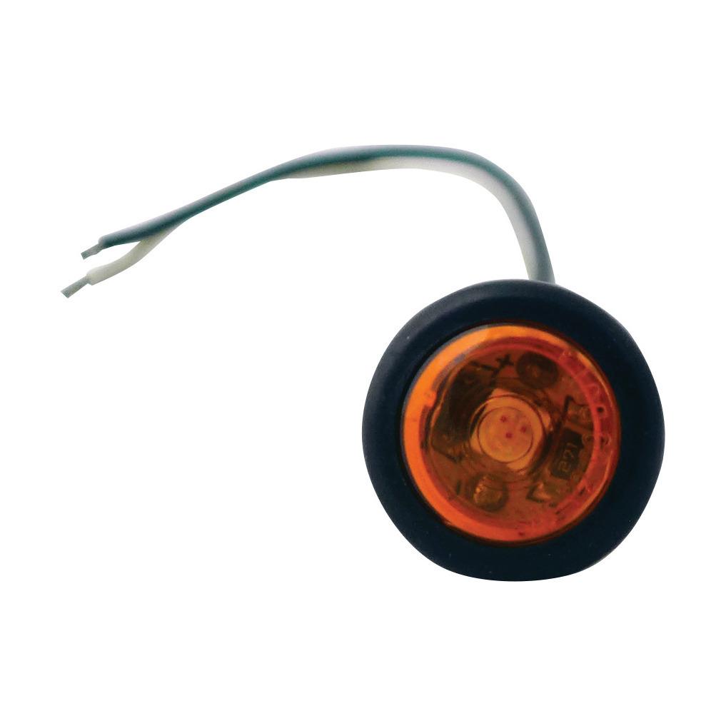 3/4" AMBER ROUND MARKER LIGHT FLAT 1 LED W/ GROMMET & CABLE
