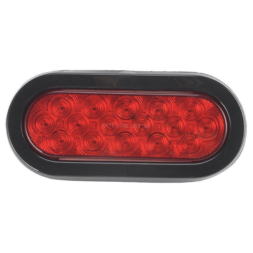 6" OVAL RED, 16 SQ LED 12v